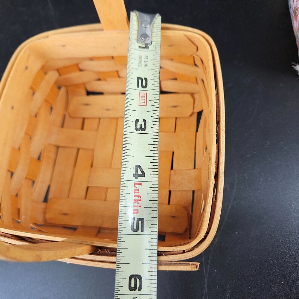 Longaberger 2002 Sm Square Tarragon Wicker Basket Spring Floral Fabric Plastic - Picture 10 of 11